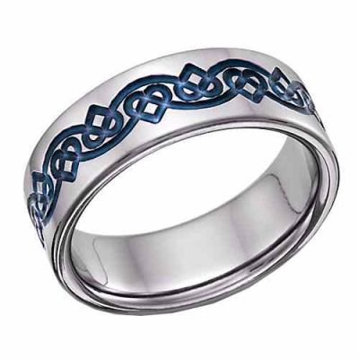 Titanium Celtic Heart Love Knot Wedding Band -  - TI-CK35-Blue