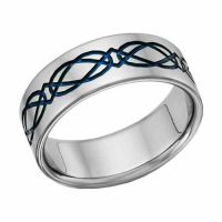Titanium Celtic Wedding Band Ring in Blue