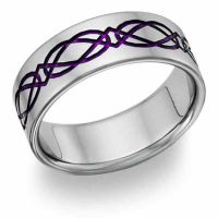 Titanium Celtic Wedding Band Ring in Purple