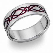 Titanium Celtic Wedding Band Ring in Red