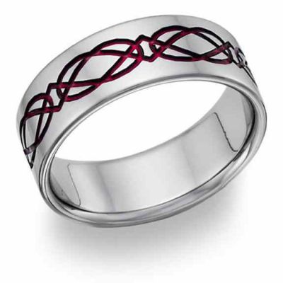 Titanium Celtic Wedding Band Ring in Red -  - TI-CK19-RED