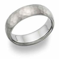 Titanium Hammered Wedding Band Ring