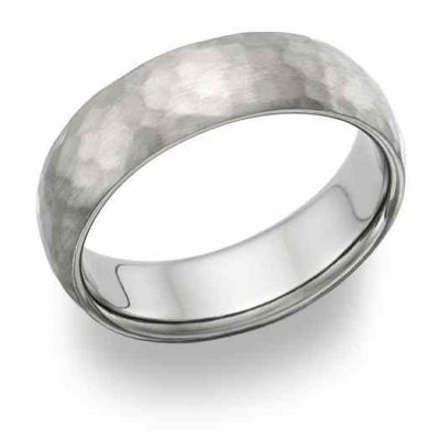 Titanium Hammered Wedding Band Ring -  - TI-N22