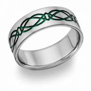 Titanium Irish Green Celtic Wedding Band
