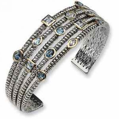 Town/Country Collection Sterling Silver and Blue Topaz Cuff Bracelet -  - QG-QTC47