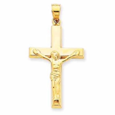 Traditional Crucifix Pendant, 14K Yellow Gold -  - QGCR-C3677