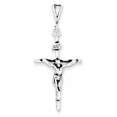 Traditional Sterling Silver Crucifix Necklace -  - QGCR-QC7340