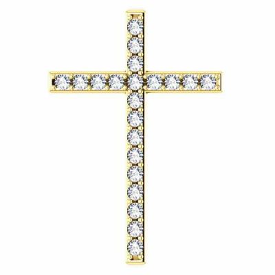 Overlaid With White Sapphire Gold Cross Pendant -  - STLCR-R42337WSY