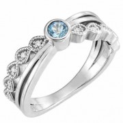 Trend-Setting Bezel-Set Aquamarine and Diamond Ring Trend-Setting Bezel-Set Aquamarine and Diamond Ring