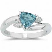 Trillion-Cut Aquamarine and Diamond Ring