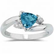 Trillion-Cut Blue Topaz and Diamond Ring