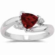 Trillion-Cut Garnet and Diamond Ring