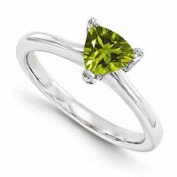 Trillion-Cut Peridot Solitaire Ring in 14K White Gold
