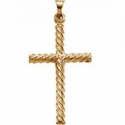 Twisted Rope Cross Pendant 14 Karat Yellow Gold