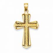 Twisted Textured Gold Cross Pendant in 14K Yellow Gold