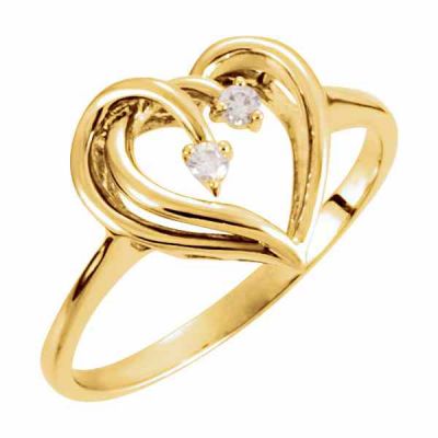 Two Gold Hearts as One Diamond Ring -  - STLRG-11855Y