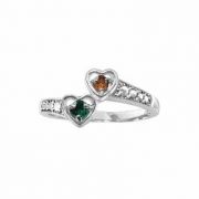 Two Heart Promise Ring with CZ Birthstone