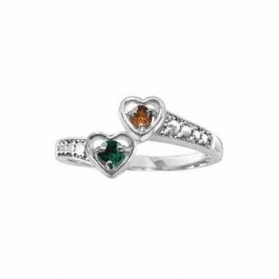 Two Heart Promise Ring with CZ Birthstone -  - JARG-MR91454-SS