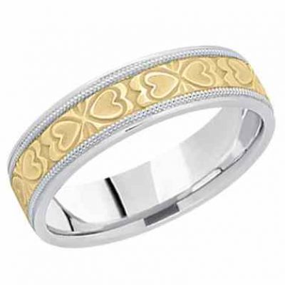 Two Heart Wedding Band in 14K Two Tone Gold -  - USWB-M612