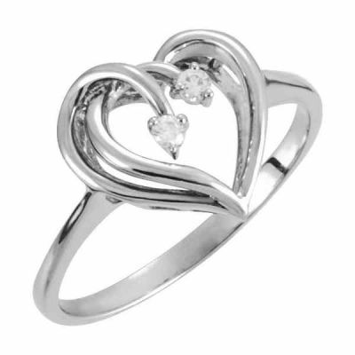 Two Hearts Beat as One Diamond Ring in White Gold -  - STLRG-11855W