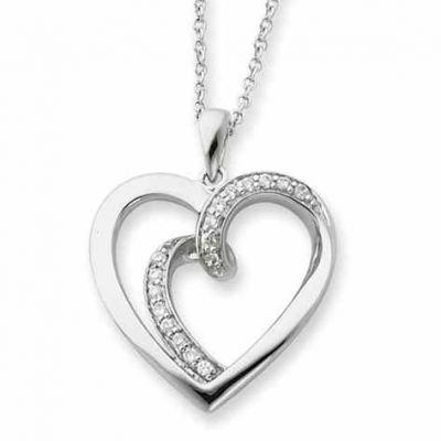 Two Hearts One Flesh Sterling Silver Heart Pendant -  - QG-QSX196