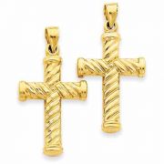 Two-Sided Swirl Cross Pendant in 14K Gold