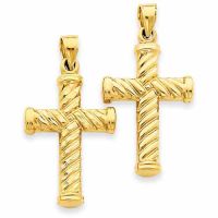 Two-Sided Swirl Cross Pendant in 14K Gold