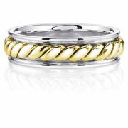 Two-Tone 14K Gold Rope Design Wedding Band Ring