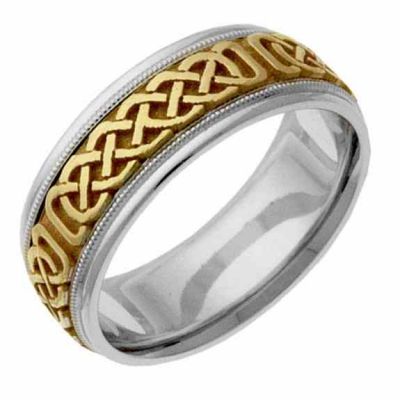 Two-Tone Gold Celtic Weave Wedding Band Ring -  - NDLS-325WYW