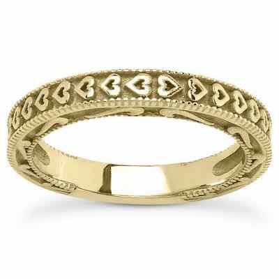 Unique Hearts Wedding Band in 14K Yellow Gold -  - USWB-ENS3612-BY