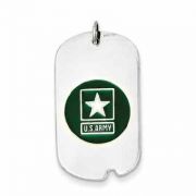 US Army Sterling Silver Dog Tag Necklace with Enamel