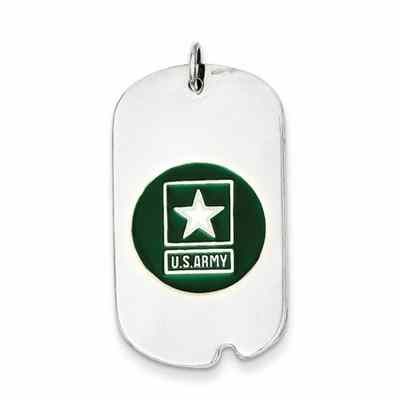 US Army Sterling Silver Dog Tag Necklace with Enamel -  - QGPD-XSM127