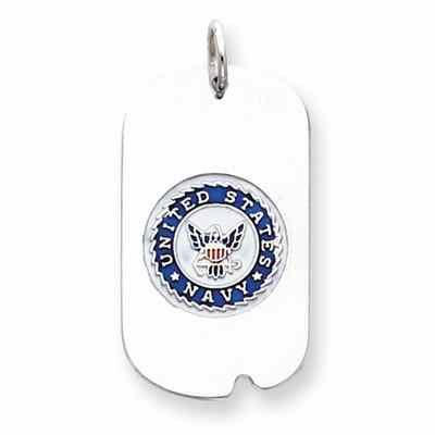 US Navy Sterling Silver Dog Tag Necklace with Enamel -  - QGPD-XSM137