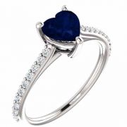 Velvet Blue Heart-Shaped Sapphire and 1/5 Carat Diamond Ring