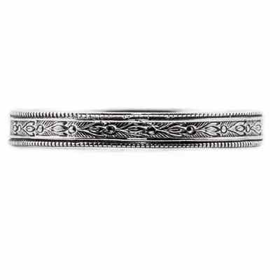 Victorian-Era Vintage-Inspired Floral Band in Sterling Silver -  - HGO-WB53SS