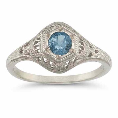 Victorian Etched London Blue Topaz Ring -  - HGO-R128LBT