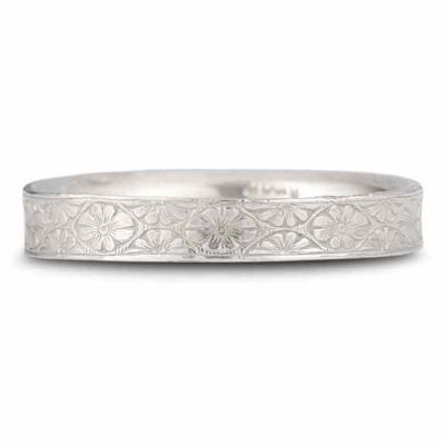 Vintage Floral Wedding Band in 14K White Gold -  - HGO-WB49W
