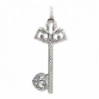 Victorian Heart Key in Sterling Silver Pendant