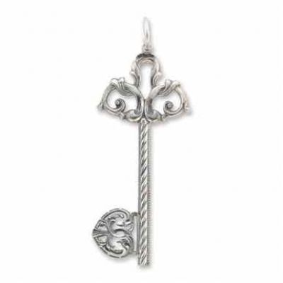 Victorian Heart Key in Sterling Silver Pendant -  - HGO-K004SS
