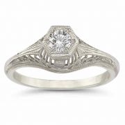 Platinum Vintage Art Deco 1/4 Carat Diamond Engagement Ring