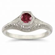 Vintage Art Deco Ruby Ring in .925 Sterling Silver
