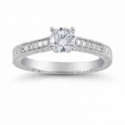 Vintage Floral 0.33 Carat Diamond Engagement Ring