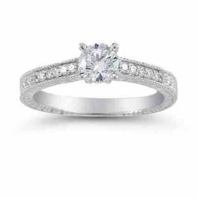 Vintage Floral 0.33 Carat Diamond Engagement Ring -  - US-ENR642