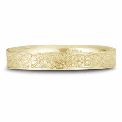 Vintage Floral Wedding Band in 14K Yellow Gold -  - HGO-WB49Y