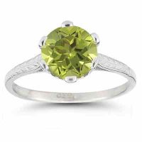 Sterling Silver Vintage Floral Peridot Ring
