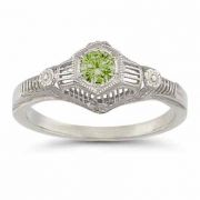 Vintage Peridot Floral Ring in .925 Sterling Silver