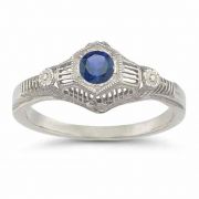 Vintage Sapphire Floral Ring in .925 Sterling Silver