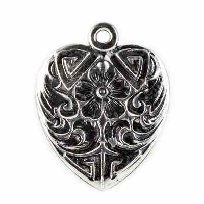 Vintage Style Heart Pendant in Sterling Silver -  - HGO-P003SS
