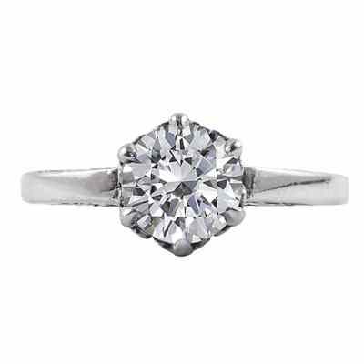 Vintage Style White Topaz Solitaire Ring in Sterling Silver -  - HGO-R041WTSS