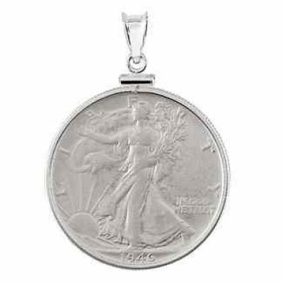 Walking Liberty Sterling Silver 1/2 Dollar Coin Pendant -  - STLPD-84903